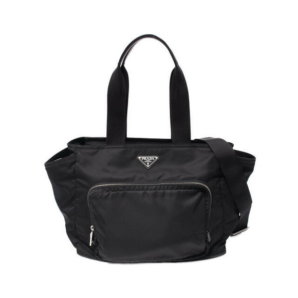 Prada Re Nylon Tote Bag Saffiano Leather Nylon Black - Picture 1 of 7